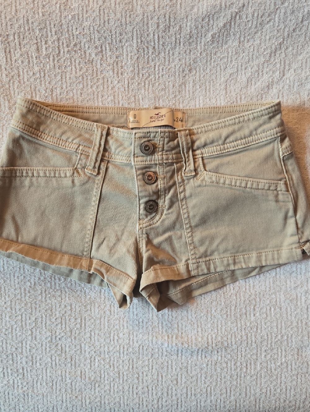 Hollister Olive Low-Rise Button-Front Jean Shorts